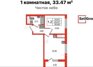 Продаю однокомнатную квартиру, 33.5 м2, Санкт-Петербург, Верхне-Каменская улица, 11к1, метро Комендантский проспект