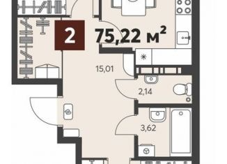 Продаю 2-комнатную квартиру, 75.2 м2, Пенза
