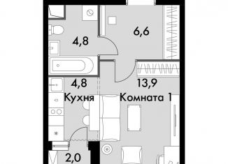 Продается квартира студия, 31.1 м2, посёлок Развилка, ЖК Римский