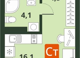 Продается 1-комнатная квартира, 24.7 м2, Новосибирск, Калининский район, Тайгинская улица, с4