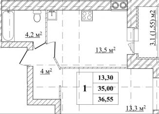 Продается 1-комнатная квартира, 36.6 м2, Ярославль, Фрунзенский район