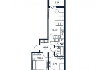 Продается 2-комнатная квартира, 48.9 м2, Ленинградская область