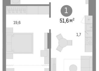 Однокомнатная квартира на продажу, 51.6 м2, Новосибирск, улица Никитина, 10к8, ЖК Урбан-виллы на Никитина