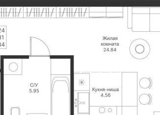 Продам квартиру студию, 39.2 м2, Казань