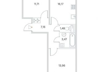 2-комнатная квартира на продажу, 55.5 м2, посёлок Стрельна, ЖК Любоград