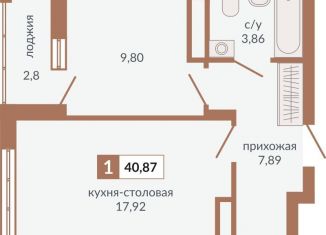 Продаю 1-ком. квартиру, 40.9 м2, Екатеринбург, Верх-Исетский район