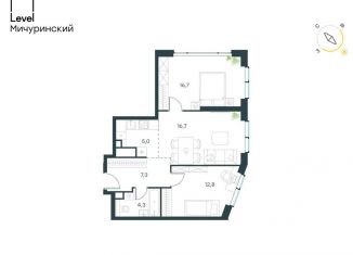 3-комнатная квартира на продажу, 62.8 м2, Москва, жилой комплекс Левел Мичуринский, к9