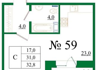 Квартира на продажу студия, 32.8 м2, Гатчина, Медицинский проезд
