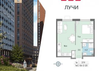 Продам 1-комнатную квартиру, 37.9 м2, Москва, метро Солнцево, жилой комплекс Лучи, к15