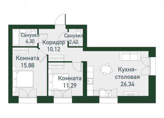 Продажа 2-комнатной квартиры, 73.5 м2, Екатеринбург, метро Чкаловская