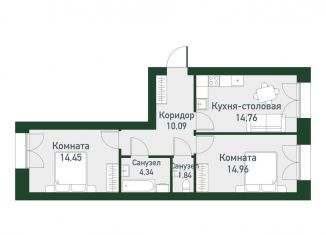 Продажа 2-комнатной квартиры, 61.2 м2, Екатеринбург, метро Чкаловская