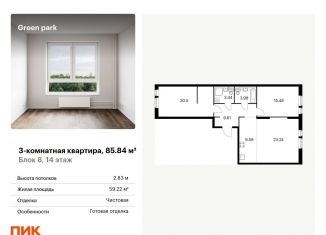 Продажа трехкомнатной квартиры, 85.8 м2, Москва, метро Ботанический сад, Берёзовая аллея, 17к2