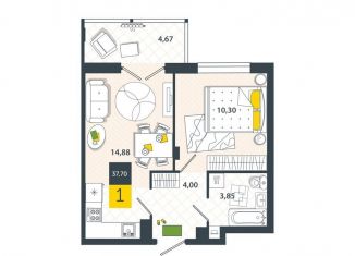 Продам 1-комнатную квартиру, 37.7 м2, Тульская область