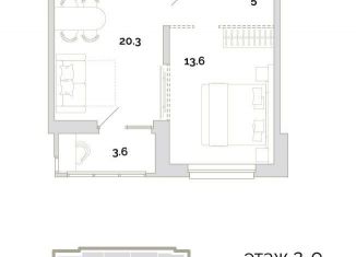 1-комнатная квартира на продажу, 46.8 м2, Пензенская область