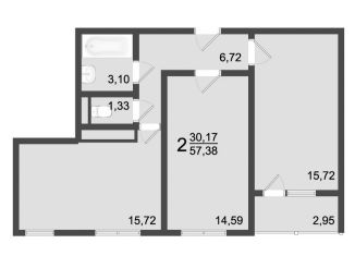 Продается 2-комнатная квартира, 57.4 м2, Хотьково