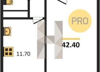 1-ком. квартира на продажу, 42.4 м2, Краснодар, ЖК Фреш, улица имени Валерия Гассия, 4/7лит2