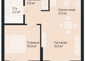 Продается однокомнатная квартира, 40.7 м2, Нижний Новгород, метро Стрелка