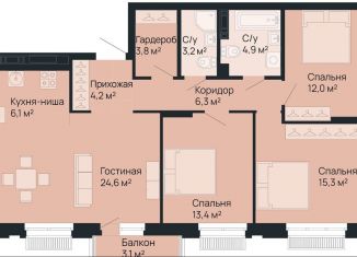 Продается 3-ком. квартира, 94.7 м2, Нижний Новгород, метро Стрелка