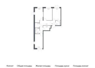 Продам 3-комнатную квартиру, 77.8 м2, посёлок Мирный, жилой комплекс Томилино Парк, к5.4