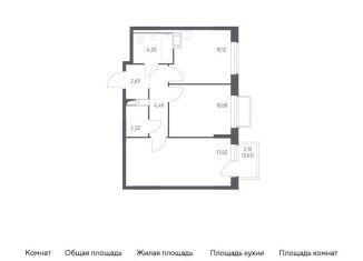 Продаю 2-комнатную квартиру, 52 м2, посёлок Мирный, жилой комплекс Томилино Парк, к6.2