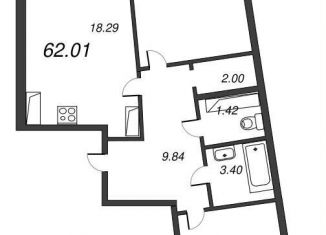 Продажа 2-ком. квартиры, 63.7 м2, Мурино