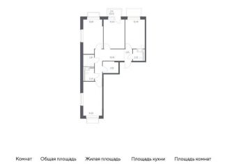 Продажа трехкомнатной квартиры, 78.4 м2, Московская область, жилой комплекс Томилино Парк, к6.2