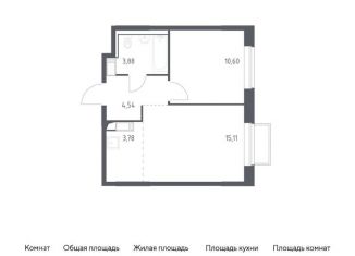 Продаю однокомнатную квартиру, 37.9 м2, посёлок Мирный, жилой комплекс Томилино Парк, к6.2