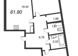 2-ком. квартира на продажу, 63.6 м2, Мурино