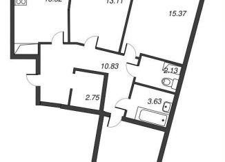 Продажа трехкомнатной квартиры, 77 м2, Мурино