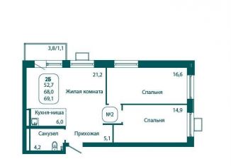 Продажа двухкомнатной квартиры, 69.1 м2, Московская область, жилой комплекс Андреевка Лайф, 1