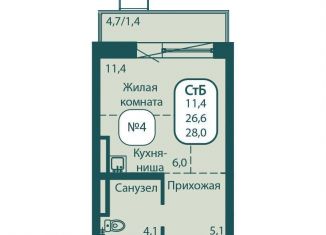 Продается квартира студия, 28 м2, Московская область, жилой комплекс Андреевка Лайф, 4