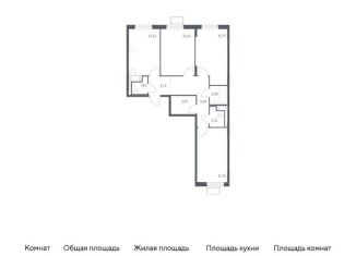 Продам 3-комнатную квартиру, 77.6 м2, Московская область, жилой комплекс Горки Парк, к4.1