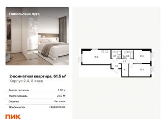 2-комнатная квартира на продажу, 61.5 м2, Москва, станция Щербинка