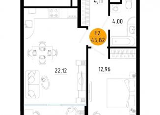 Продажа однокомнатной квартиры, 45.8 м2, Рязань