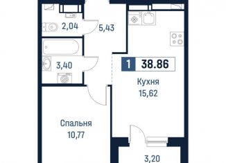 Продам 1-комнатную квартиру, 37.3 м2, Мурино