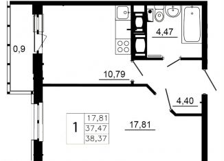 Продажа однокомнатной квартиры, 37.5 м2, Ленинградская область, Заводская улица, 18к2