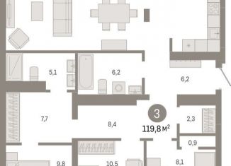 Продам трехкомнатную квартиру, 119.8 м2, Екатеринбург, метро Уралмаш, Механический переулок, 9