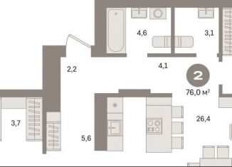 Продам двухкомнатную квартиру, 76 м2, Екатеринбург, метро Уральская, улица Пехотинцев, 2В