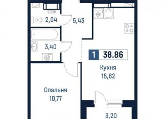 Продажа однокомнатной квартиры, 37.3 м2, Мурино