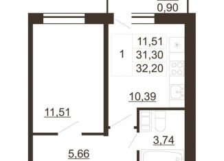 Продается 1-комнатная квартира, 32.2 м2, Ленинградская область, улица Хохлова, 16