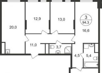 Продаю 3-комнатную квартиру, 94.3 м2, Москва, 11-я фаза, к4