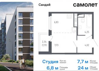 Продажа квартиры студии, 24 м2, Санкт-Петербург, метро Проспект Ветеранов, жилой комплекс Сандэй, 7.2