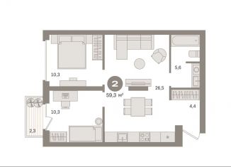 Продам 2-ком. квартиру, 59.5 м2, Москва, ЮВАО