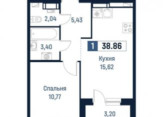 Однокомнатная квартира на продажу, 37.3 м2, Мурино