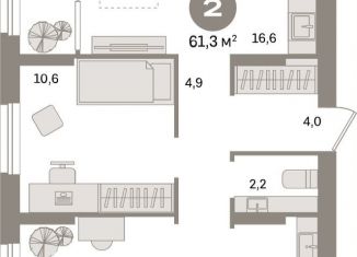 Продаю 2-ком. квартиру, 61.3 м2, Свердловская область, улица Пехотинцев, 2Д