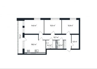 3-ком. квартира на продажу, 87.4 м2, посёлок Доброград, улица Долголетия, 3к2