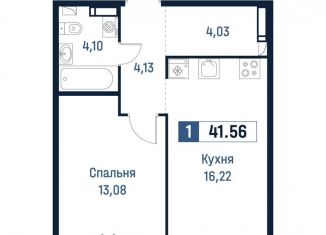 Продам 1-комнатную квартиру, 41.6 м2, Ленинградская область