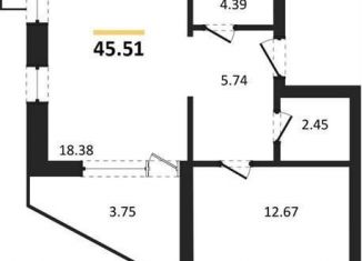 Однокомнатная квартира на продажу, 45.5 м2, Воронеж, набережная Чуева, 7, Железнодорожный район