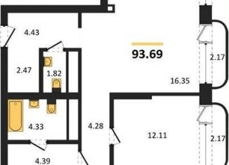 Продам 2-комнатную квартиру, 93.7 м2, Новосибирск, Ленинградская улица, 342