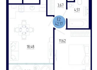 Продажа 1-комнатной квартиры, 42.2 м2, Рязанская область